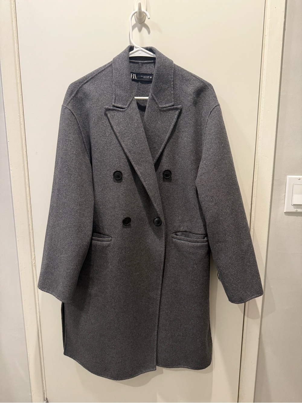 Zara Double-Breasted Charcoal Gray Pea Coat